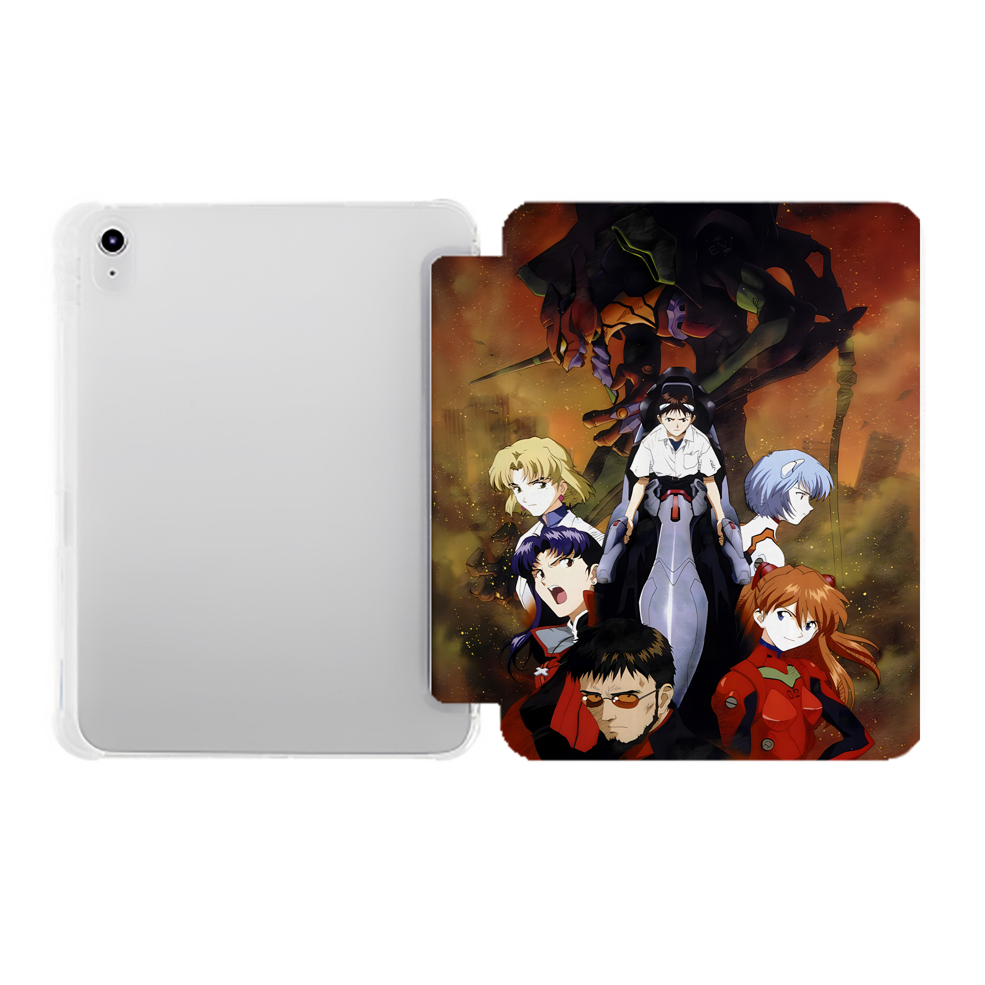 （画像用） EVA 新世紀エヴァンゲリオン IPad ケース ペン収納付き 三つ折りスタンド PUレザー×シリコン 対応機種9.5/10.5/10.9インチ